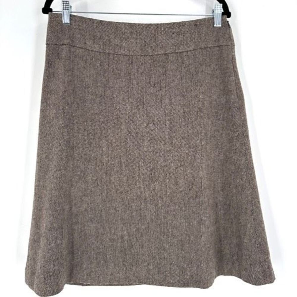 Ann Taylor Tweed A-line knee length conservative brown wool blend skirt size 8